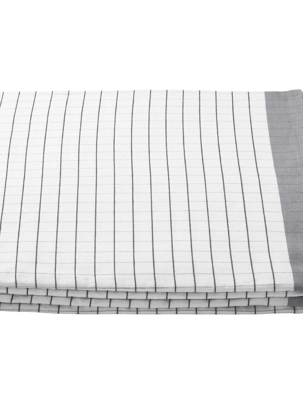 IKEA White Tablecloth with Gray Grid Pattern
